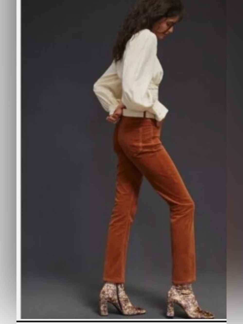 MOTHER ankle mid rise Corduroy Pants in Rust Brown